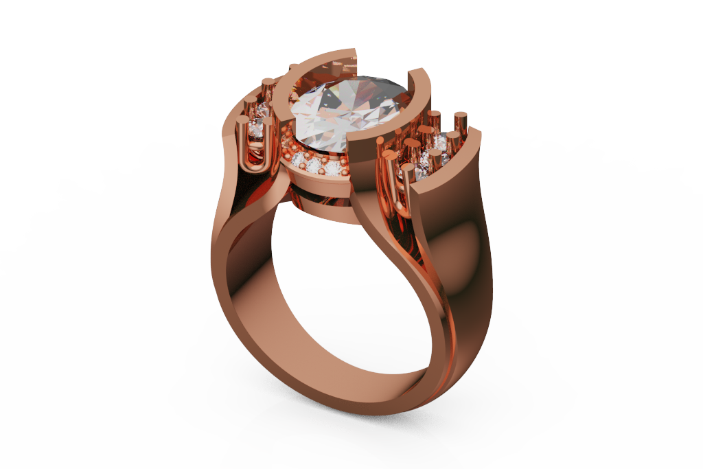 Oval Diamond Engagement Ring With Clustered Side Accents
