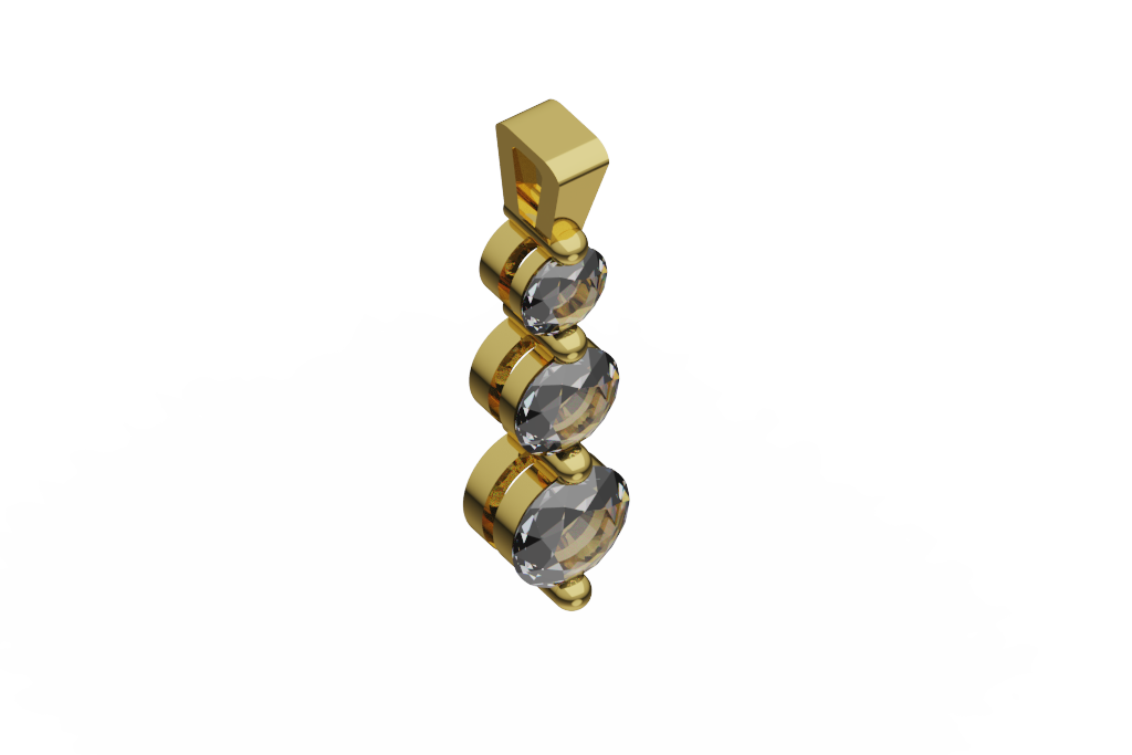 Stacked Three Stone Round Diamond Pendant