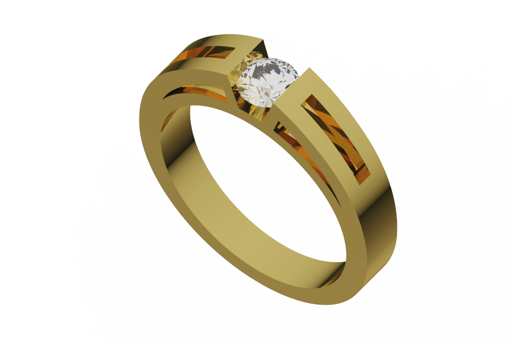 Round Diamond Solitaire Ring With Linear Cutout Shoulders