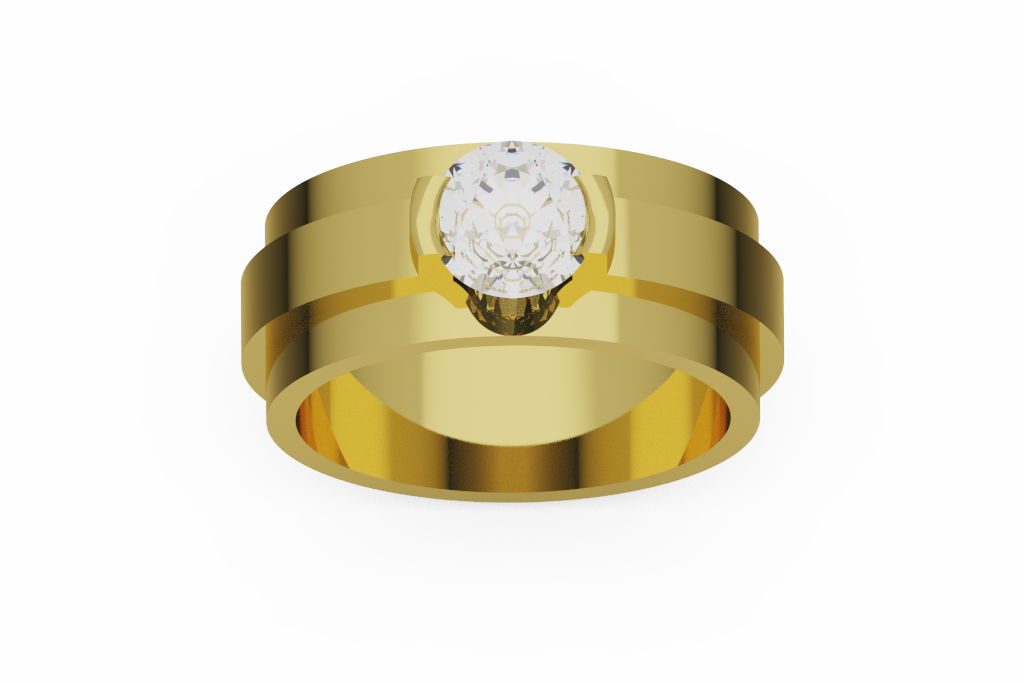 Round Diamond Solitaire Ring With Heavy Stepped Shank