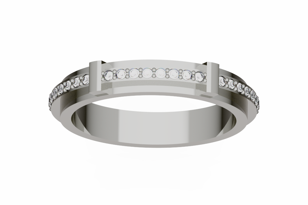 Round Diamond Wedding Band With Raised Station Bars