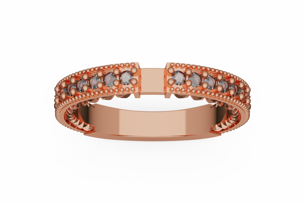 Diamond Semi Mount Ring Finding With Beaded Accent Shoulders
