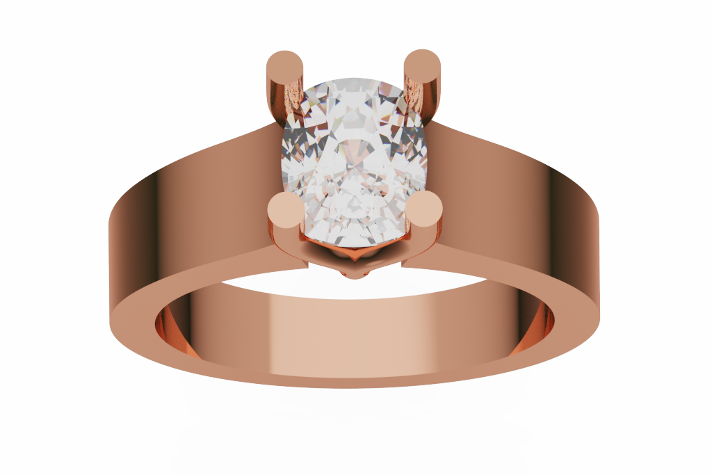 Cushion Diamond Solitaire Ring With Wide Polished Shank