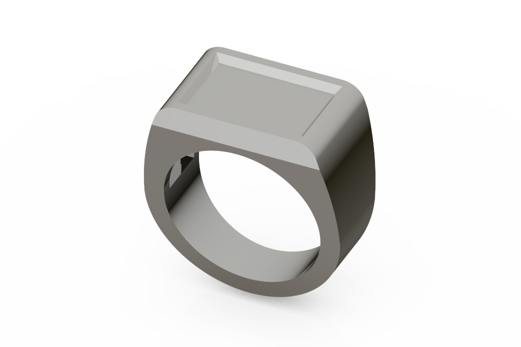 Plain Rectangular Signet Ring With Beveled Face