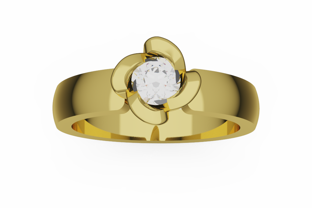 Round Diamond Lotus Petal Solitaire Ring