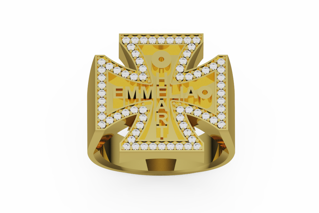 Diamond Border Cross Commemorative Ring