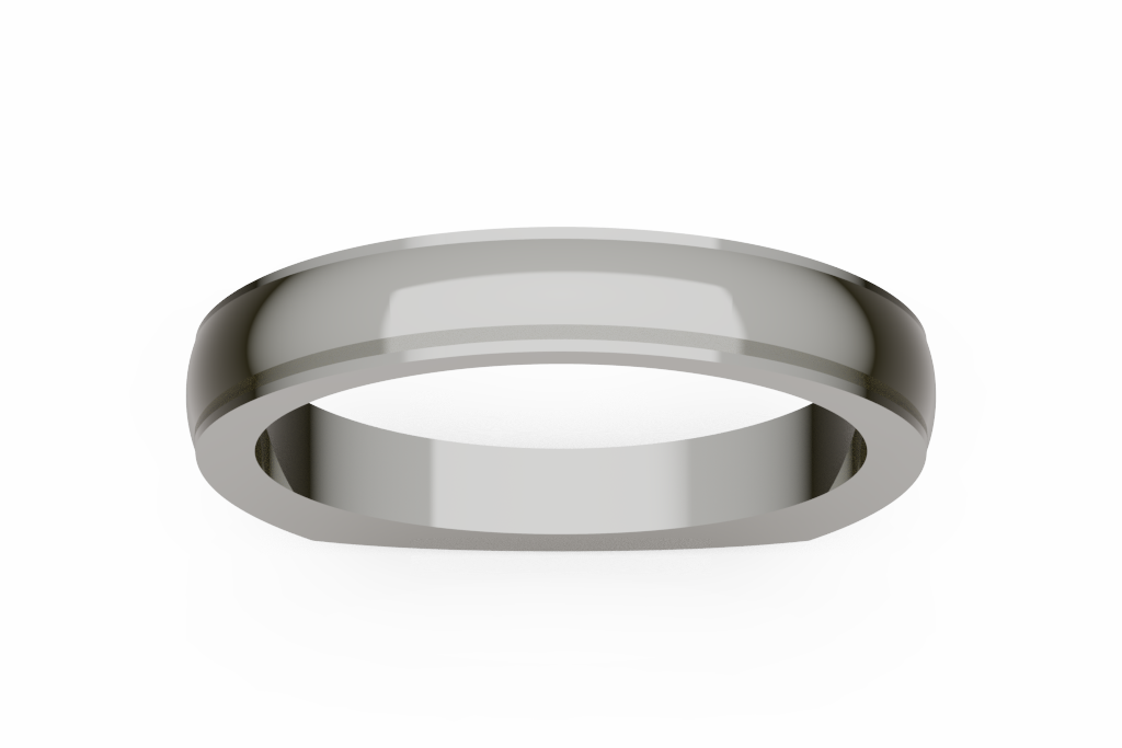 Domed Wedding Band With Fine Center Groove