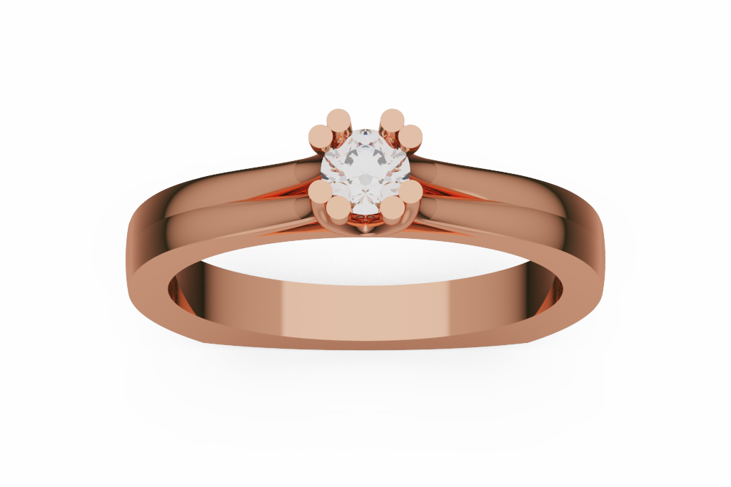Round Diamond Solitaire Ring With Split Groove Shoulders