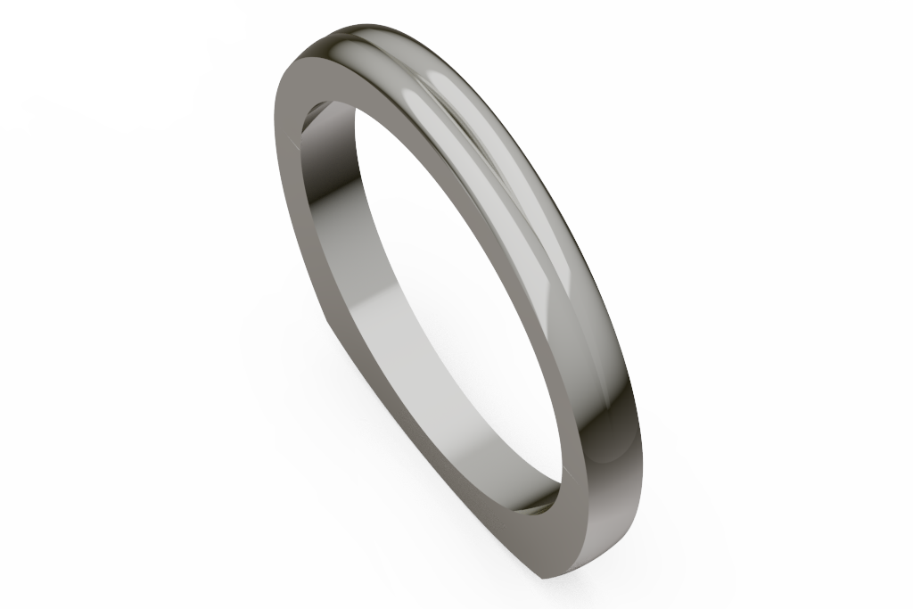 Raised Center Groove Wedding Band