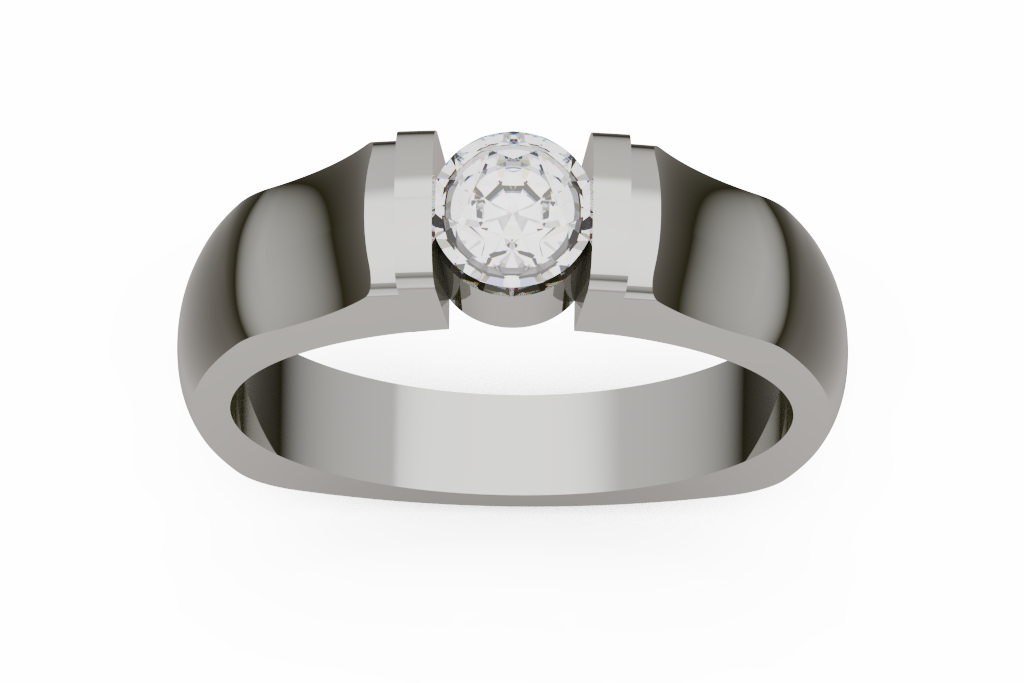 Round Diamond Tension Style Solitaire With Block Shoulders