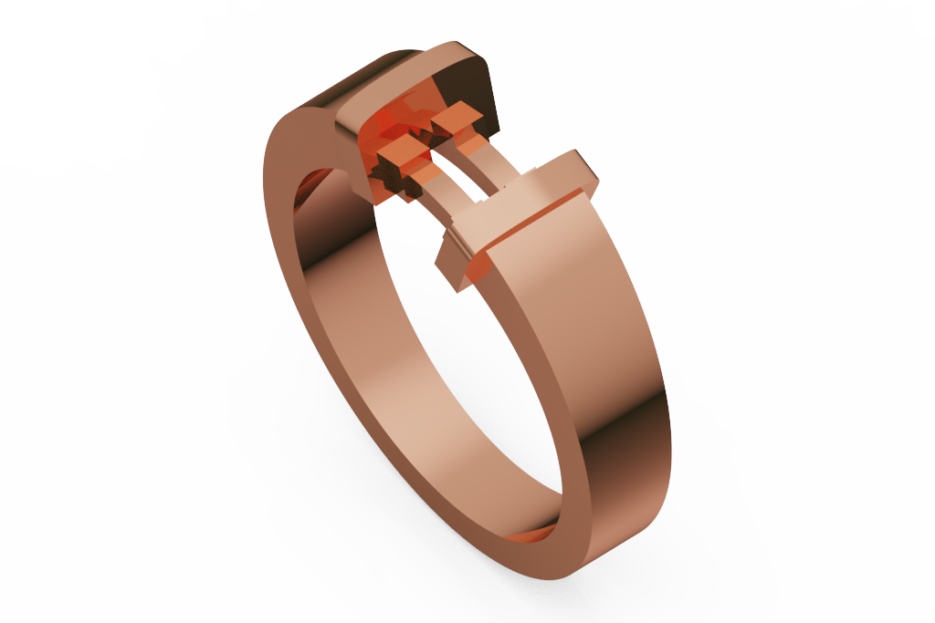 Open Bridge Ring Finding With Block Shoulders