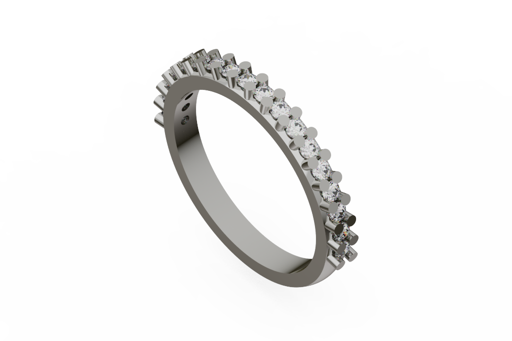 Round Diamond Wedding Band With Stepped End Details