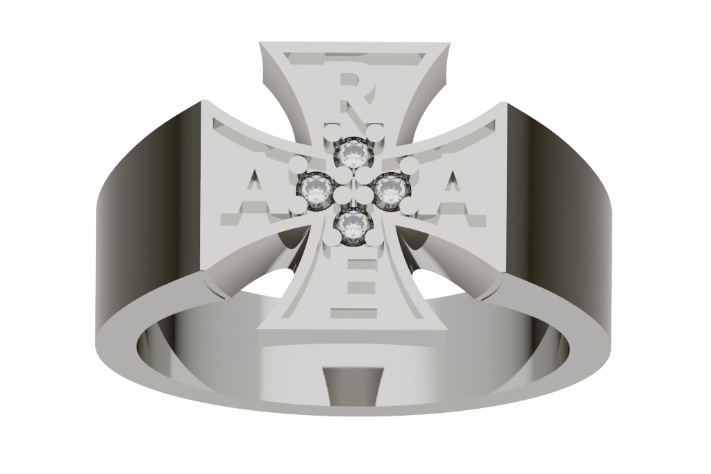 Diamond Accent Maltese Cross Letter Ring