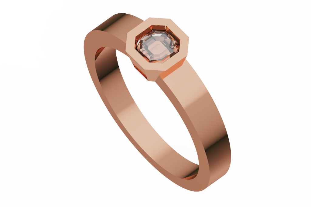 Octagonal Step Cut Bezel Solitaire Ring
