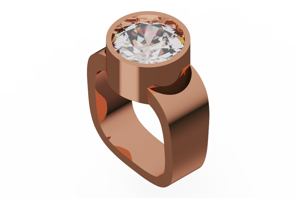 Oversized Round Bezel Solitaire Cuff Ring