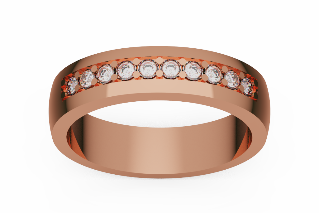 Wide Channel Set Round Diamond Wedding Band