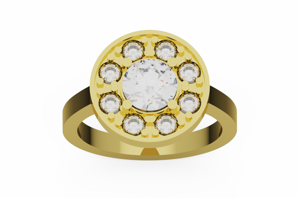 Round Diamond Halo Medallion Engagement Ring