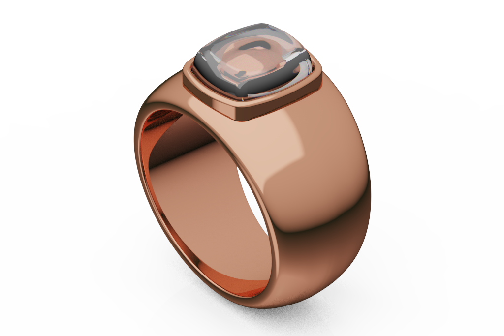 Cushion Cabochon Bezel Signet Ring