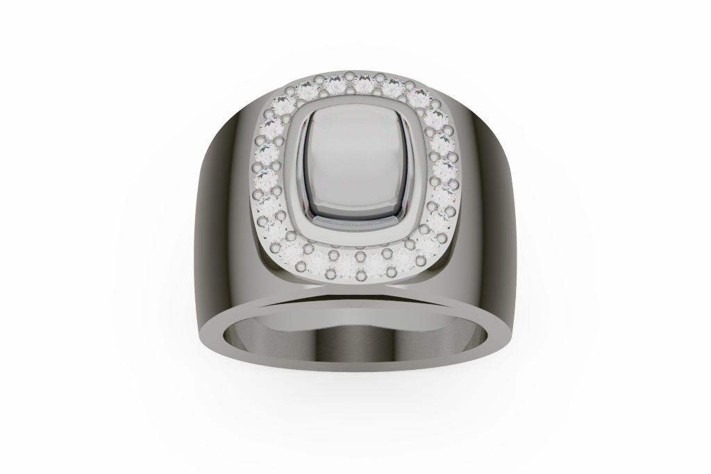 Cushion Cabochon Cocktail Ring With Diamond Halo