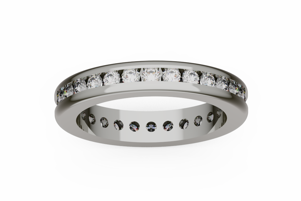 Channel Set Diamond Eternity Band With Raised Rails