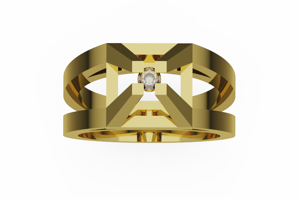Architectural Open Frame Diamond Ring