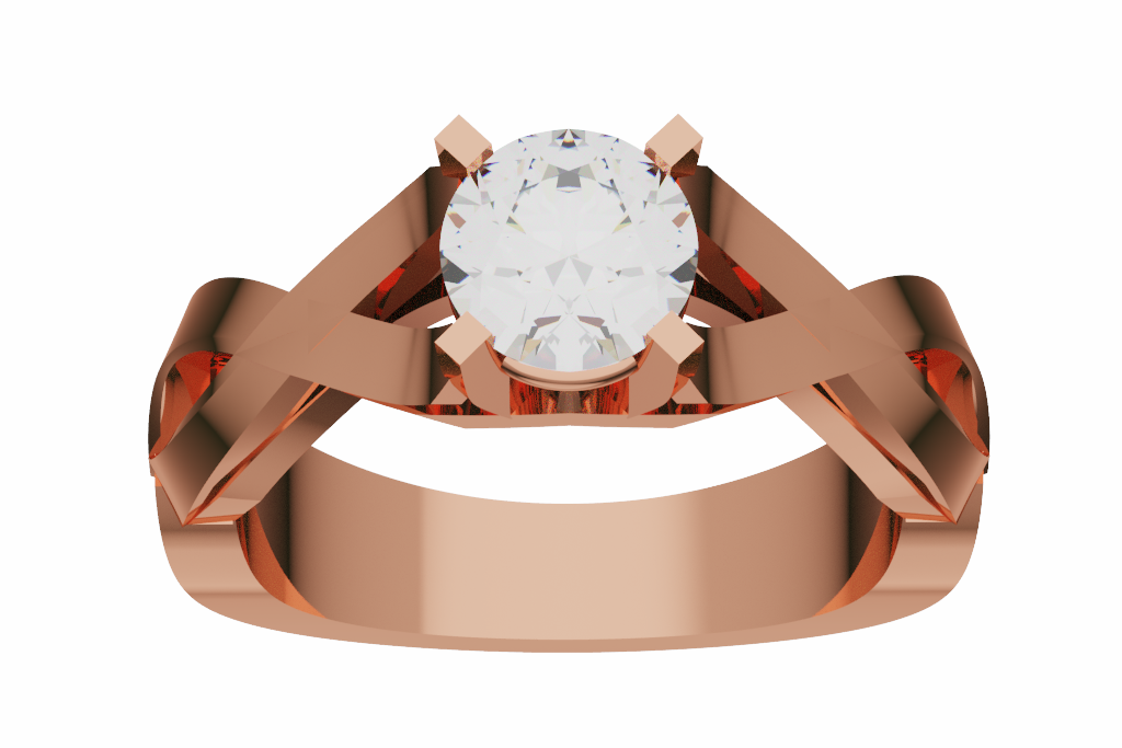 Round Diamond Solitaire Ring With Twisted Split Shoulders