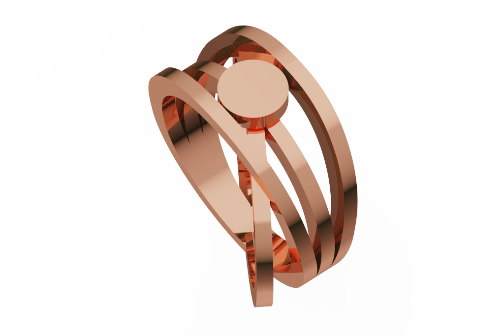 Open Multi Rail Ring Finding With Round Center Pad