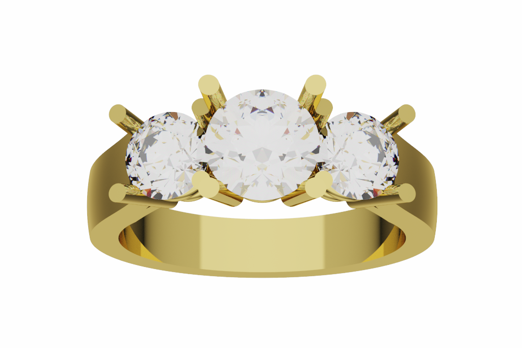 Classic Round Three Stone Diamond Engagement Ring
