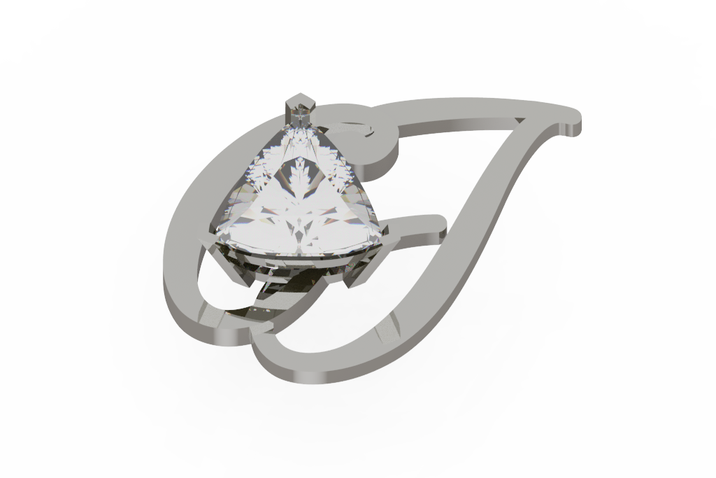 Trillion Diamond Scroll Ribbon Pendant