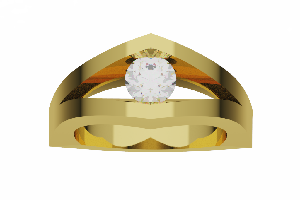 Round Diamond Tension Style Shield Ring