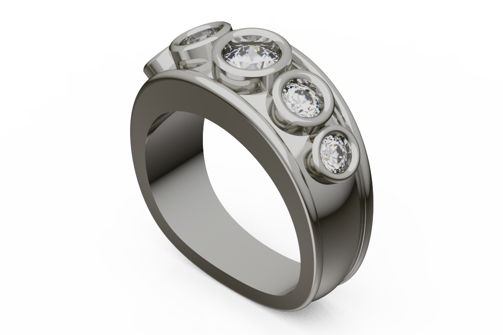 Five Stone Bezel Set Domed Diamond Band