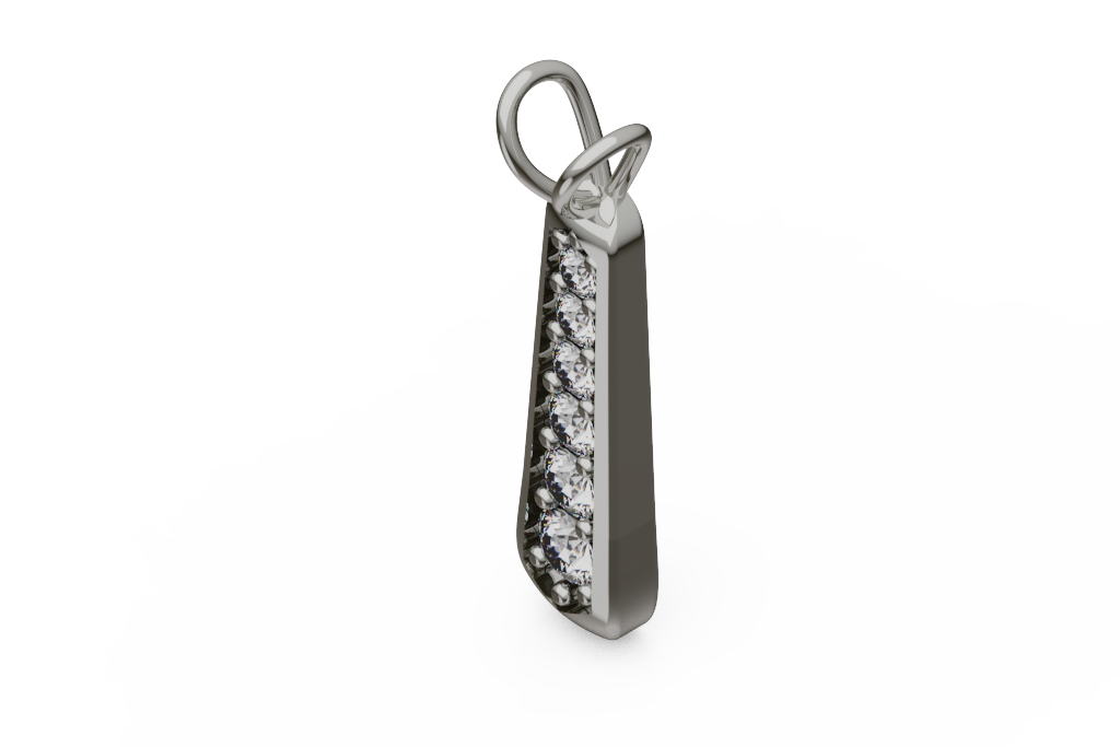 Diamond Bar Pendant With Looped Bow Bail