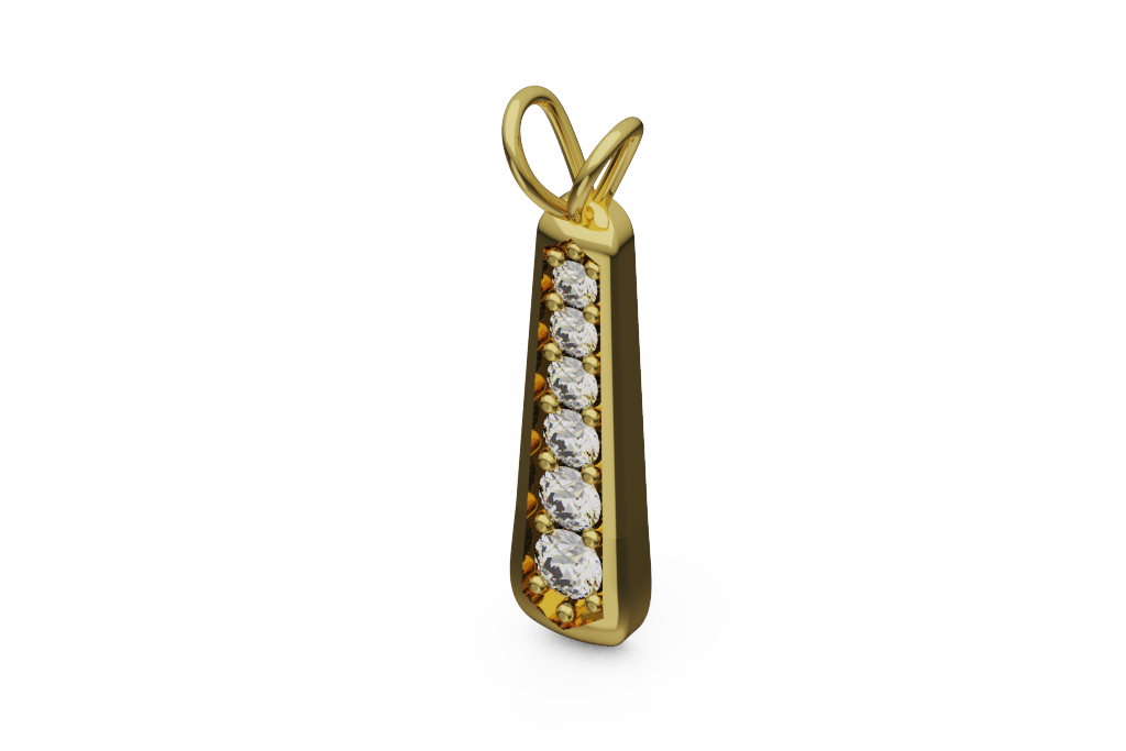 Slim Diamond Bar Pendant With Double Loop Bail