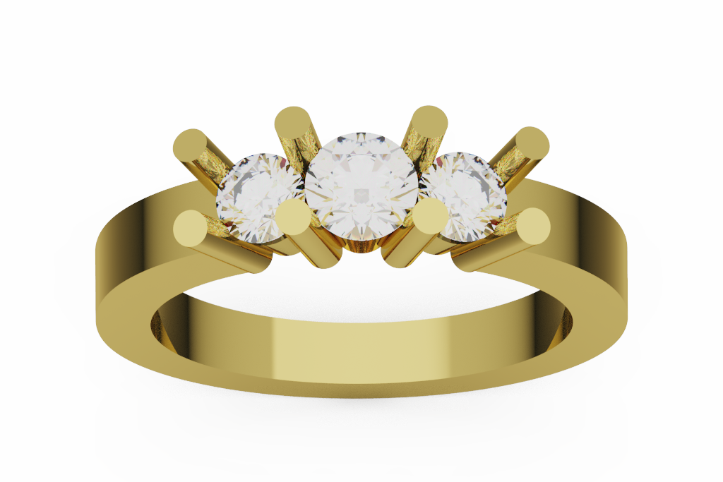 Round Three Stone Diamond Engagement Ring