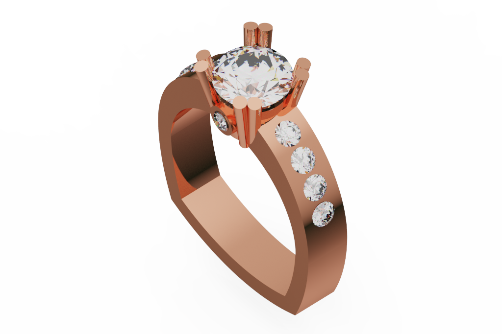 Round Diamond Engagement Ring With Flush Set Shoulders