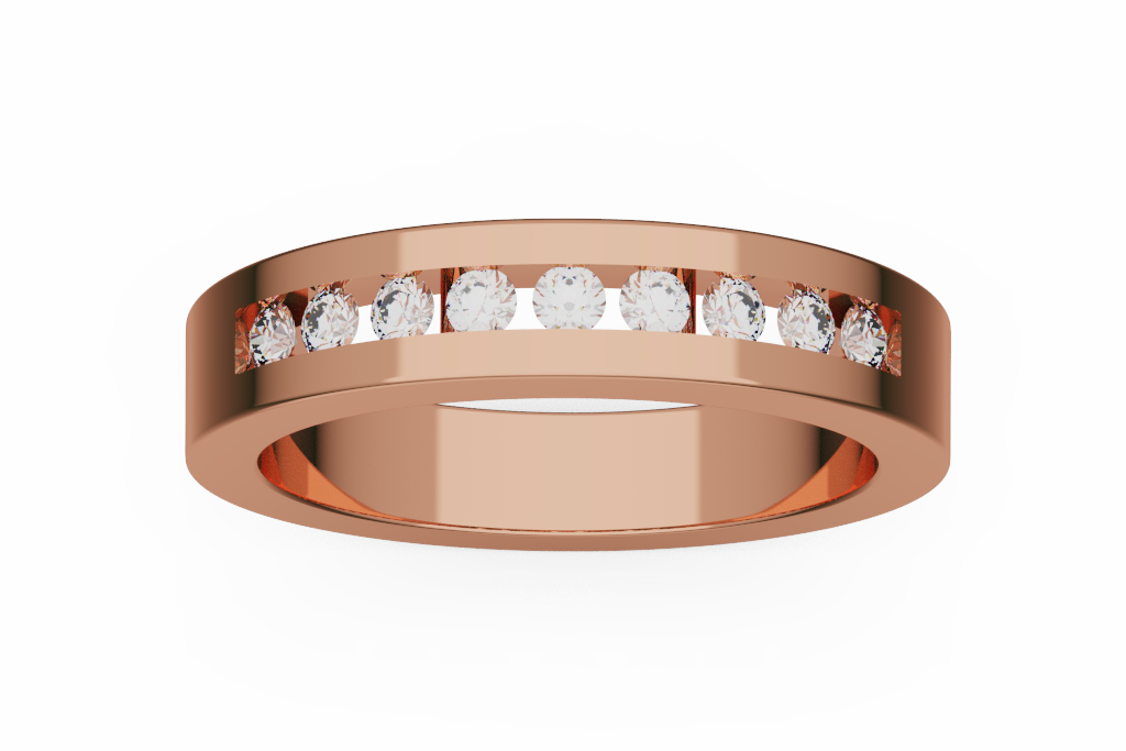 Round Diamond Channel Set Wedding Band