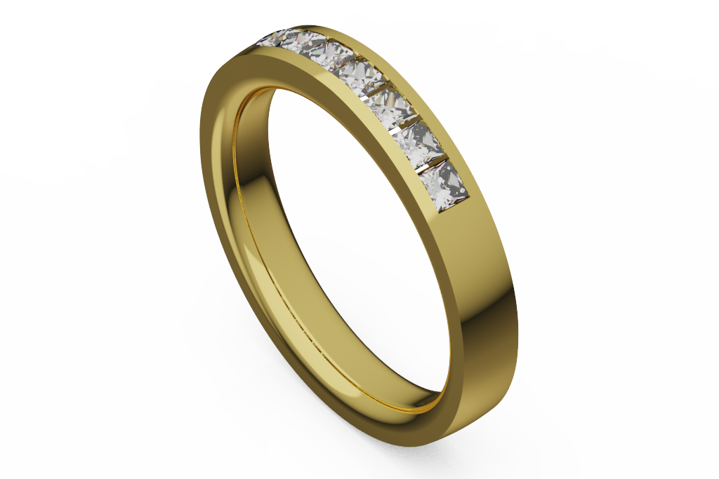 Princess Cut Channel Set Diamond Wedding Band