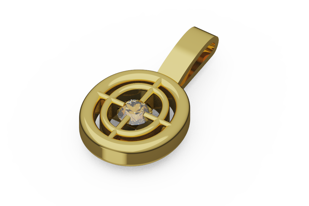 Concentric Circle Diamond Pendant With Crossbar Frame