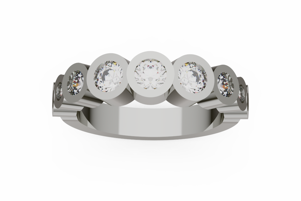 Graduated Round Bezel Diamond Wedding Band