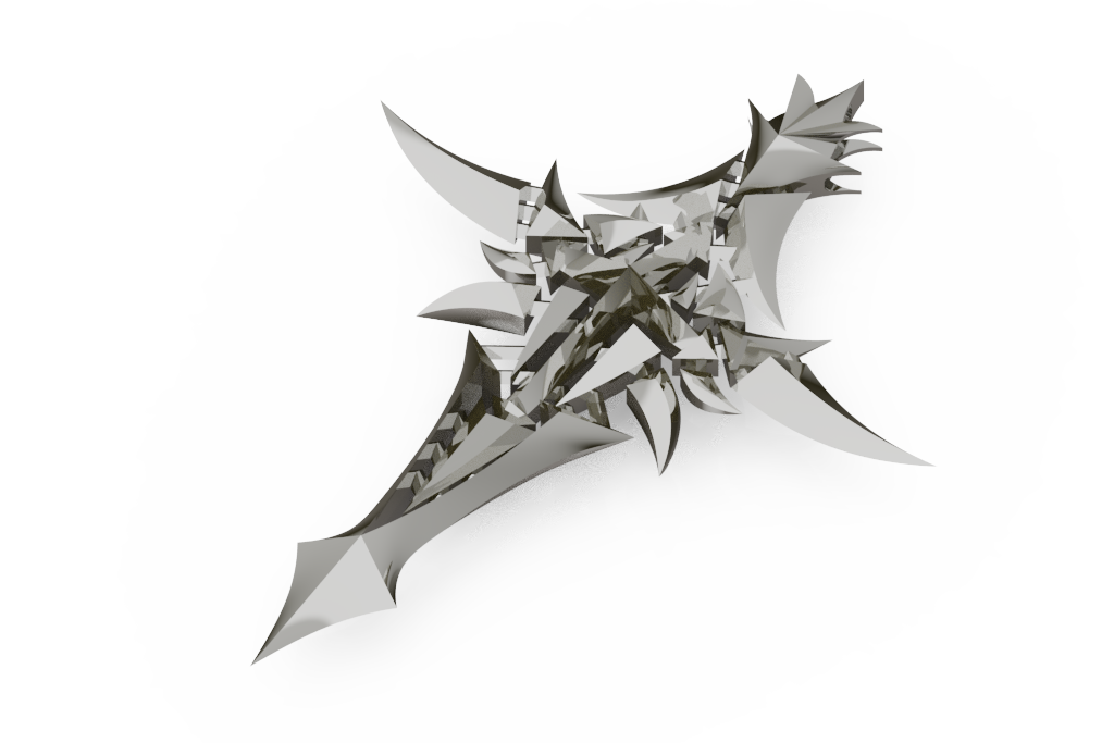 Angular Fantasy Crest Pendant With Engraved Detail