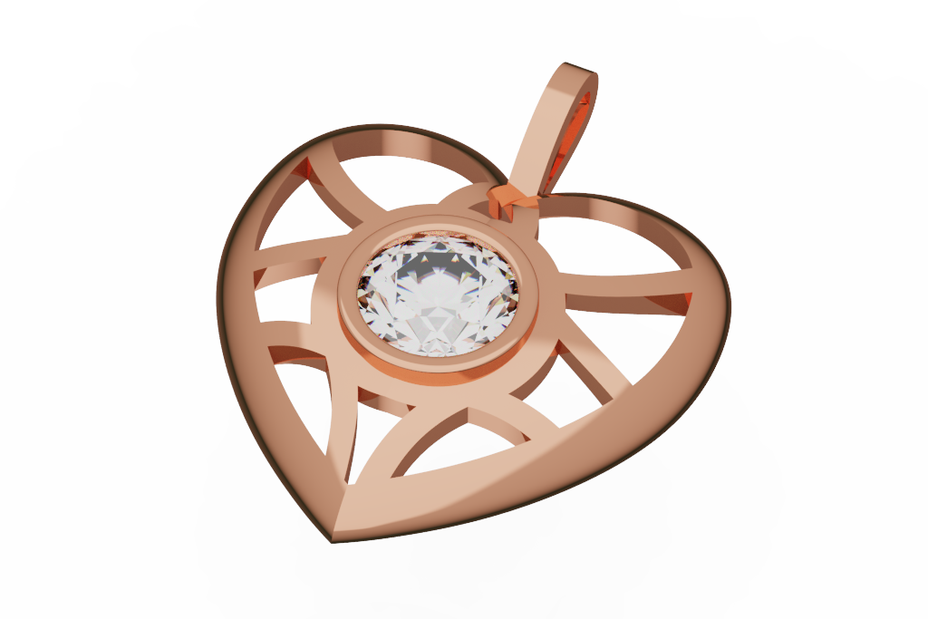 Open Heart Diamond Pendant With Lattice Frame