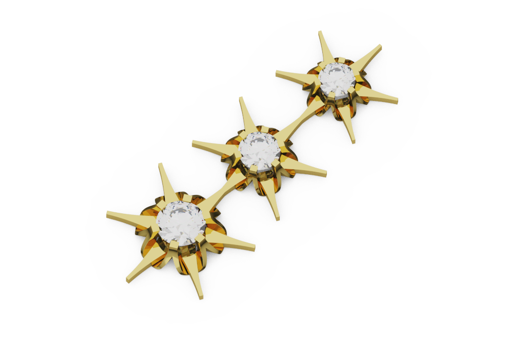 Triple Starburst Diamond Ear Climber