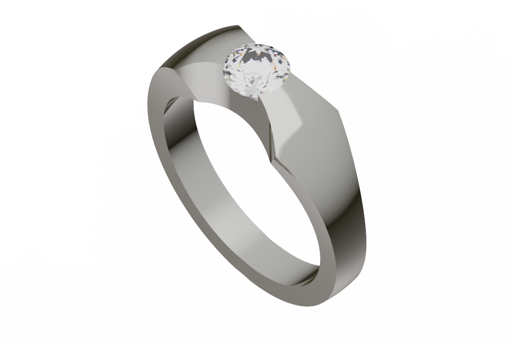 Wide Shank Round Diamond Solitaire Ring
