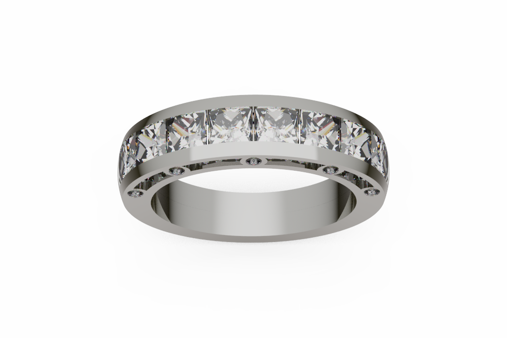 Princess Cut Channel Diamond Band With Accent Undergallery