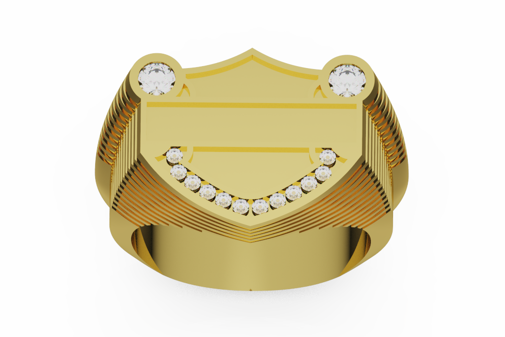 Motorcycle Shield Diamond Signet Ring