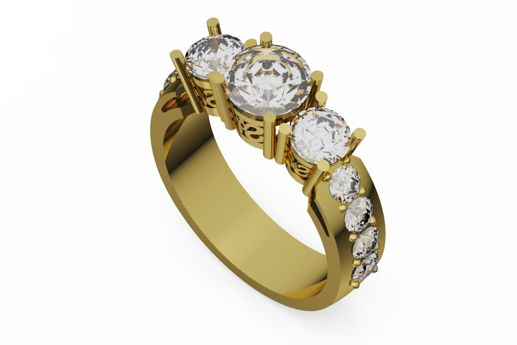 Graduated Round Diamond Ring With Shoulder Accents