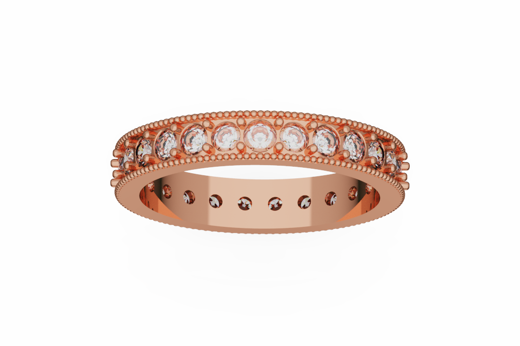 Milgrain Round Diamond Wedding Band