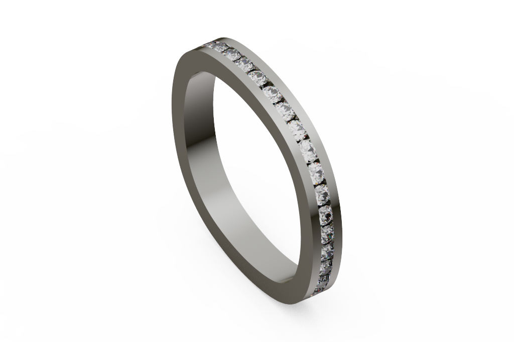 Slim Channel Set Round Diamond Wedding Band