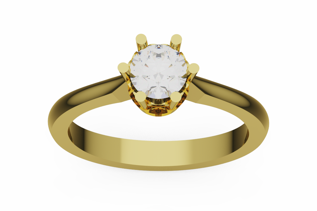 Classic Six Prong Round Diamond Solitaire Ring
