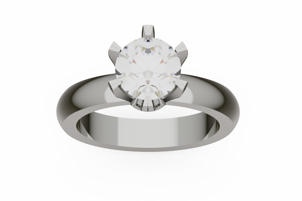 Scalloped Basket Round Diamond Solitaire Ring